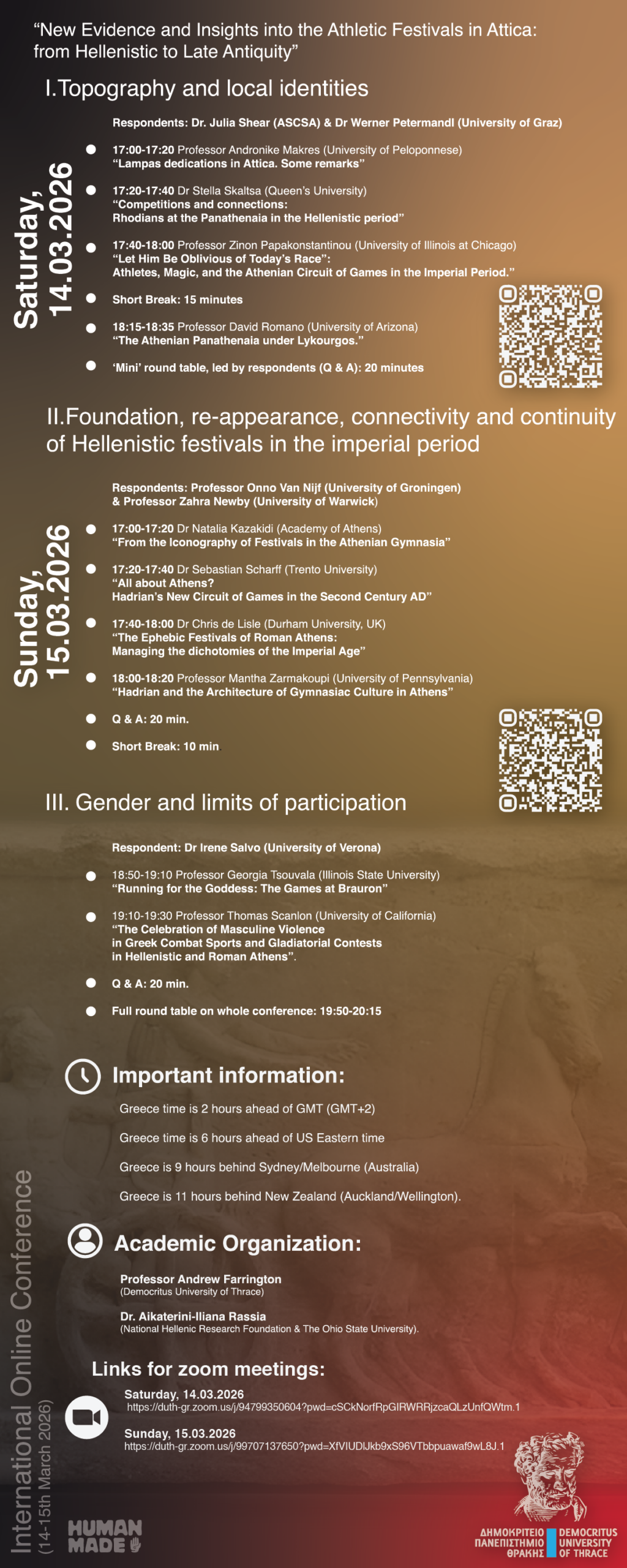 «New Evidence and Insights into the Athletic Festivals in Attica from Hellenistic Times to Late Antiquity» (14-5.3.26.)